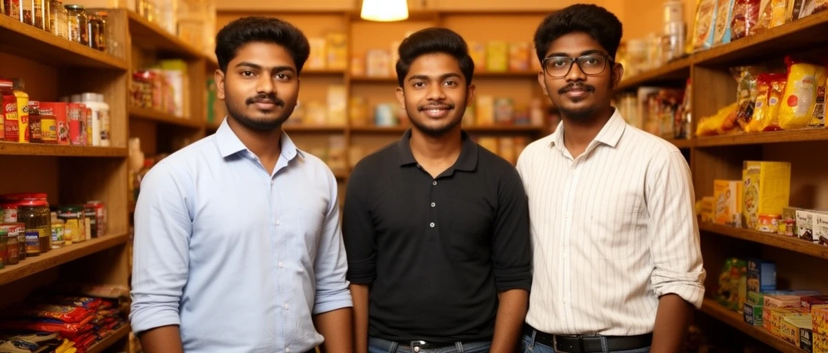 The zucibul team — Priya, Rohan and Ananya in the store